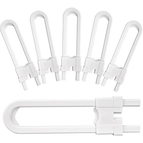 Sliding Cabinet Lock, 6 Pack Child Locks for Cabinets, Baby Proofing U Shape Cabinet Safety Locks for Cupboard Drawers Kitchen Bathroom Storage Doors Knobs and Handles