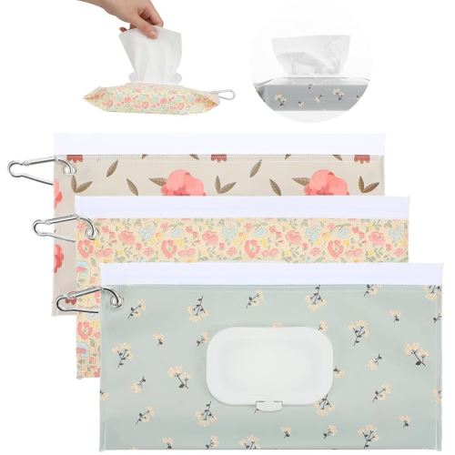 3 Pcs Baby Wipe Travel Case Portable Reusable Wipes Pouch Waterproof and Dustproof Baby Wipes Dispenser is Suitable for Diaper Bags and Strollers, and It is Easy to Keep Wipe Fresh