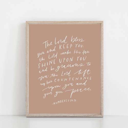 Hand Lettered Print Numbers 6:24-26 The Lord bless you and Keep you | HARD COPY | Free Shipping