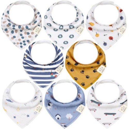 8pk Organic Baby Bandana Bibs, Baby Drool Bibs for Baby Boy, Girl, Baby Bibs for Infant, Newborn, Color: Let loose