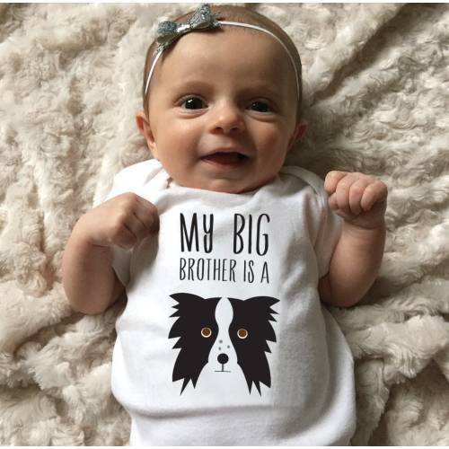 Border Collie Baby Clothes Bodysuit Romper for Baby Boy or Baby Girl, Baby Shower Gift for Newborn, Optional Personalized Dog Name