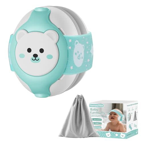 YomauiYee Baby Headphones,Bear Infant Ear Protection Noise Cancelling Headphones for Infants 0-36 Months,Baby Travel Essentials with Carrying Bag Infant Earmuffs for Sleep/Airplane/Outdoor