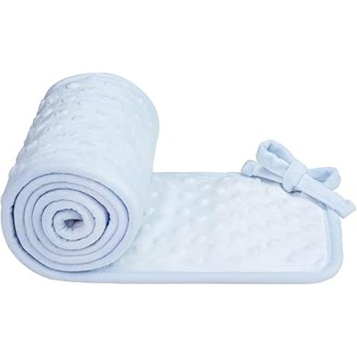 Upgraded Crib Guardrail Covers for Teething, 3-pcs Soft Cotton Anti-Collision Strip Corner Cover, Crib Teething Rail Cover Fits Full-Size Crib, Rail Edge Protector Strip, Reversible, Aqua/White