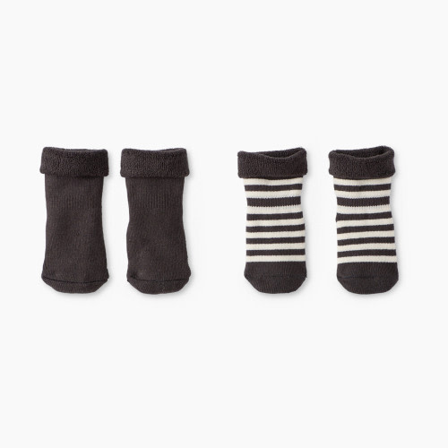 Hanna Andersson 2-Pack Baby Socks - Soft Black, 0-6 Months