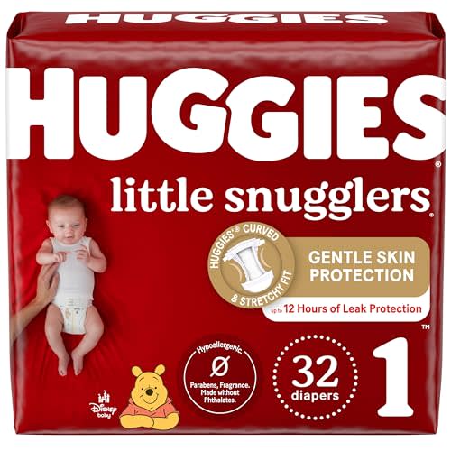 Baby Diapers Size 1 (8-14 lbs), 32ct, Huggies Little Snugglers