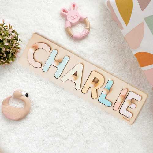 Personalized Name Puzzle With Pegs | New Baby Gifts | 1st Birthday Gift | First Birthday Baby Girl Gifts | Toddler Gift | Easter Baby Gift