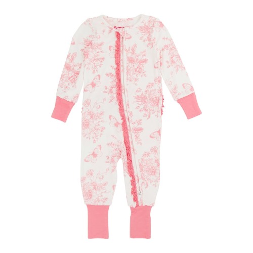 Butterfly Print Ruffle Convertible Romper, Newborn