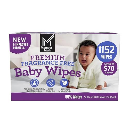 Member Mark Premium Fragrance-Free Baby Wipes (1152 Count), 19.6 pounds, 1152.0 Count