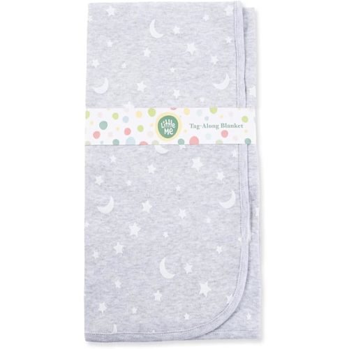 Little Me Blankets for Baby Gender Neutral Swaddling Receiving Blanket, Grey Moon and Stars, 30 x 27 Inches