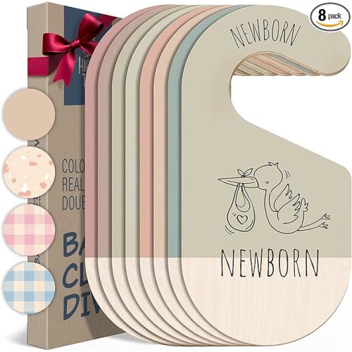 Baby Clothes Dividers For Closet - Wooden Baby Clothes Organizer Dividers for Boy & Girl, 8 Baby Closet Dividers by Size - Ideal Clothing Organizers