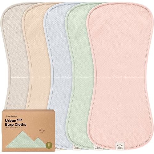 KeaBabies 5-Pack Organic Burp Cloths Baby Girl, Boy - Extra Large, Absorbent Baby Burp Cloths, Soft Burping Cloths for Babies, Newborn Burp Clothes, Cotton Burp Rags, Neutral Thick Burp Cloth (Dawn)