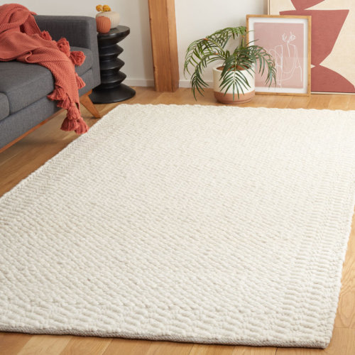 Wade Logan® Bowan Solid Color Hand Loomed Wool/Cotton Area Rug in Ivory & Reviews | Wayfair