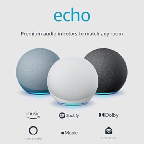 Amazon Echo (4th Gen) | With premium sound, smart home hub, and Alexa | Glacier White