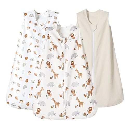 PHF 3 Pack Warm Micro-Fleece Baby Sleep Sack 12-18 Months, Soft Baby Wearable Blanket, 2-Way Zipper Sleeping Bags, Comfy Toddler Sleeping Sack for Boys, Large Size, Woodland