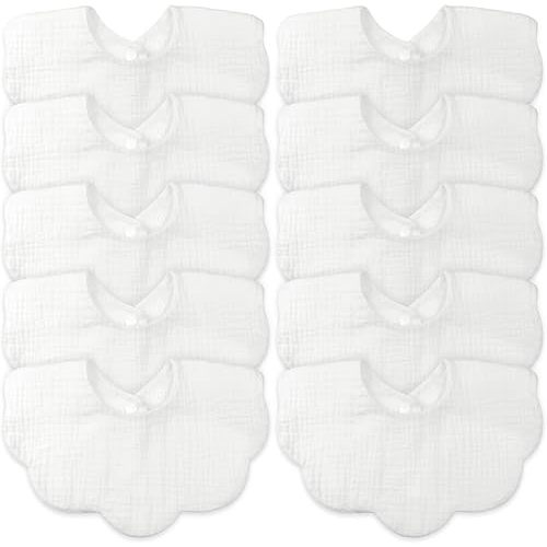 EllieHouse Baby Bibs for Girls Boys 10Pack Muslin Drool Teeth Drooling Teething Bibs Muslin Cotton for Infant Toddler
