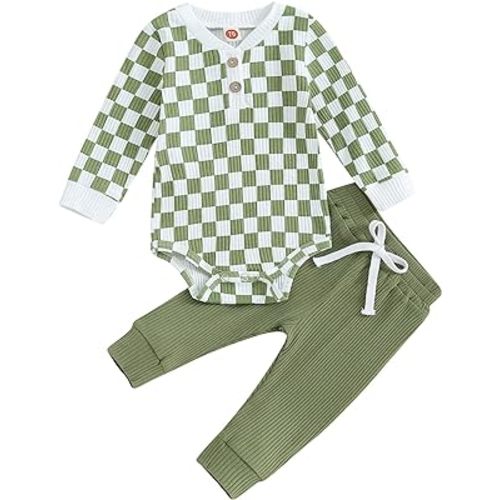 Newborn Baby Boy Girl Clothes Ribbed Knitted Long Sleeve Romper Pants Solid Cotton Infant Fall Winter Outfits 2Pcs