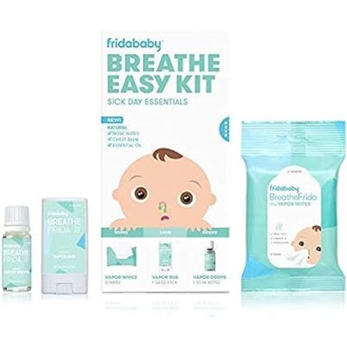 Amazon.com: Frida Baby Breathe Easy Kit Sick Day Essentials - Natural Vapor Wipes, Organic Vapor Rub + Organic Vapor Drops, White : Baby