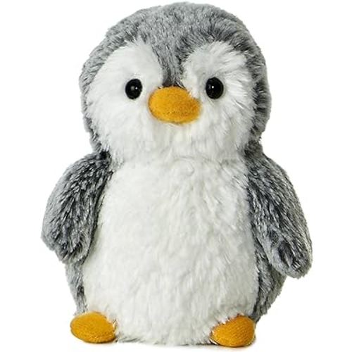 Aurora® Playful Pompom Penguin™ Mini Stuffed Animal - Vibrant Companions - Endless Fun - Gray 6 Inches