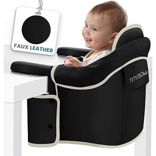 Elegant Faux Leather Hook On High Chair for Baby, High Chair That Attaches to Table - Clip On High Chair to Table, Table High Chair for Travel, Highchair for Baby Seat - Portable Baby Chair for Eating