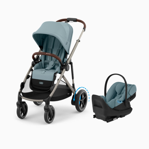 Cybex eGazelle S Stroller + Cloud G Pro Travel System - Taupe Frame/Stormy Blue