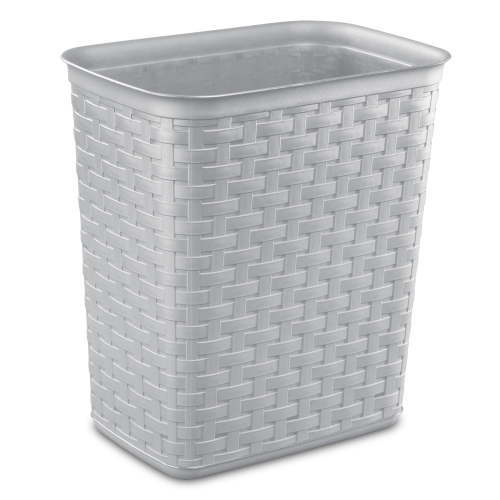 Sterilite 3.4 Gallon Weave Wastebasket, Décor Trash Can and Space Efficient Shape, Light Gray