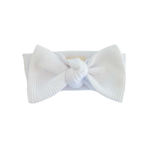 Organic Waffle Knot Bow, Lucent White