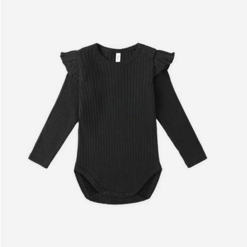 Shoulder Ruffle Bodysuit || Black – Rylee + Cru