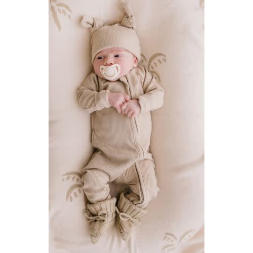 Zip Romper | Khaki Rib (NO FRILL)