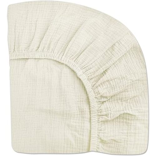 Mini Crib Sheets for Baby Boy Girl, Neutral Mini Crib Mattress Sheet 24" x 38", Muslin Nursery Bedding Soft and Breathable Comfort(Cream)