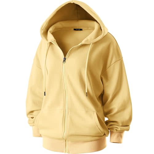 GIVON Women's Oversized Zip Up Hoodie Lightweight Thin Long Sleeve Hooded Sweatshirt with Pockets