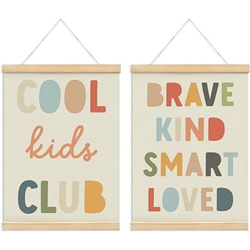 foedor Preppy Room Decor Cool Kids Club Poster Hanger Frame,Kids Playroom Wall Decor, Hanging Banner Wall Sign for Kids Room Playroom Nursery Home school,12x16 Inch,Set of 2
