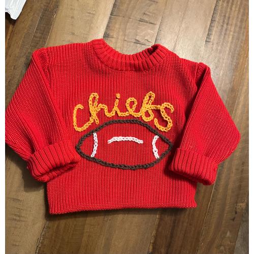Custom Football Chiefs Embroidered Toddler or Baby Sweater, Football lovers Baby Sweaters