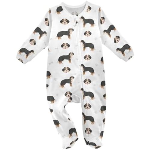 vvfelixl Bernese Mountain Dog Baby Sleepers For Girl Boys Newborn Baby Play One-Piece Footies For 0-24 Months