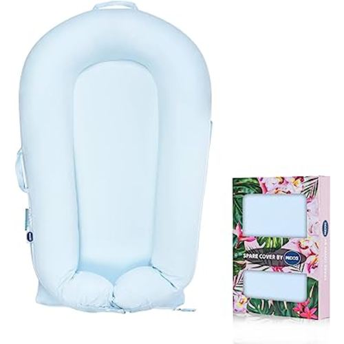 Organic Cotton Baby Spare Cover for Dock-a-tot Deluxe+ Docks | Hypoallergenic Newborn Nest Cover| (Cover Only) (Baby Blue)