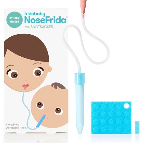 Frida Baby NoseFrida Nasal Aspirator, Snot Sucker Suitable for Newborns and Babies, Baby Nose Sucker + 24 Extra Hygiene Filters