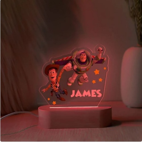 Personalized TOY STORY Night Light - Great Gift for Kids Birthdays - Nursery Decoration for Baby, Good Night Bedside Lamp, Christmas Present