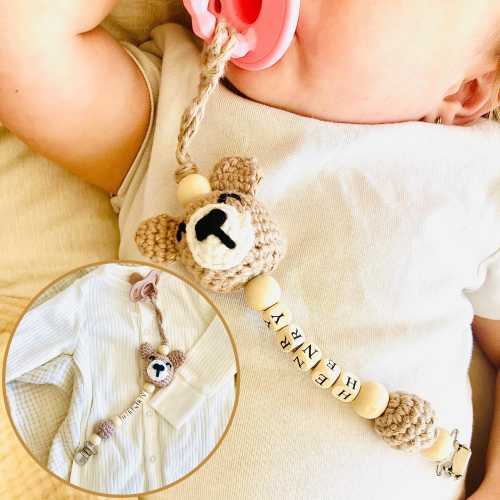 Pacifier Clip Personalized, Minimalist Baby Accessory, Soother Holder, Baby Shower Gift, Baby Name Holder Inspired Custom Chain, Keepsake