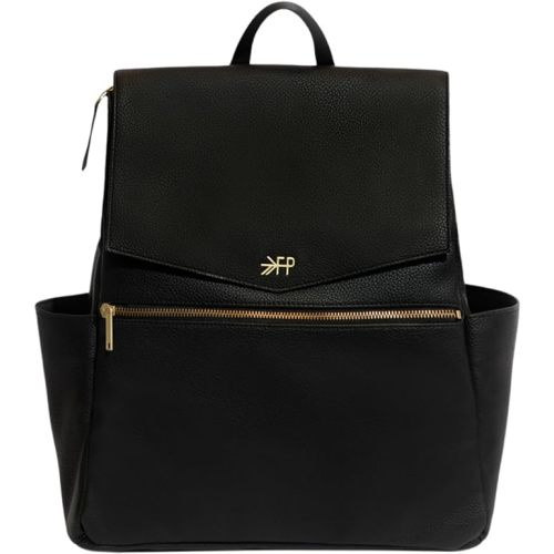Freshly Picked Classic II Diaper Bag Backpack, Wipeable Vegan Leather Diaper Bag With Changing Pad, Convertible (Ebony V2)