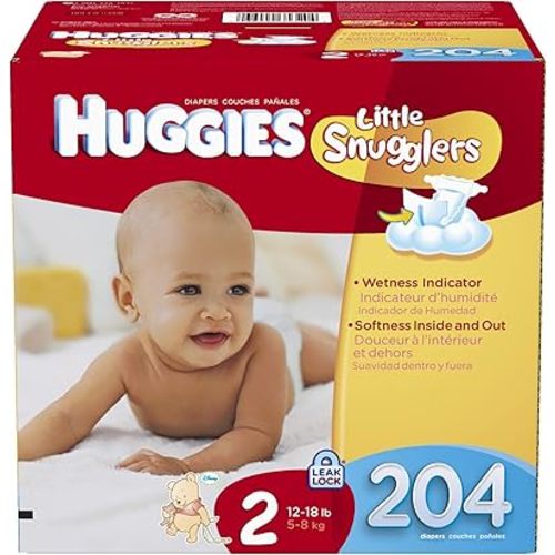 Huggies Little Snugglers Diapers Economy Plus, Size 2, 204 Count