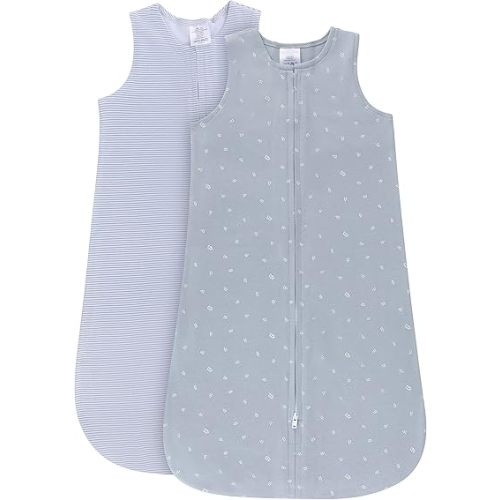Ely's & Co. 100% Cotton Wearable Blanket Baby Sleep Bag 2 Pack (6-12 Months, Blue)