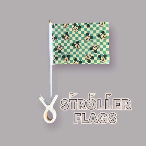 Mini Stroller Flag with Clip | Checkered Mouse | Theme Park Stroller