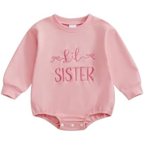 GOOCHEER Big Sister Little Sister Matching Outfit Newborn Baby Girl Long Sleeve Romper Toddler Girl Pullover Sweatshirt Tops