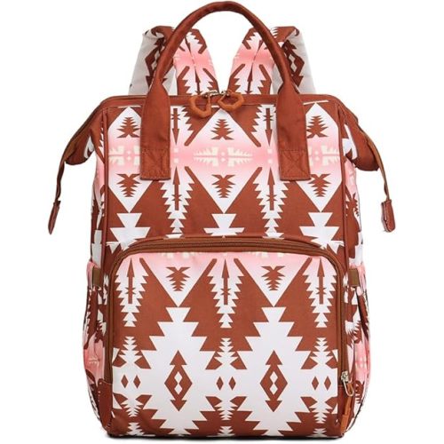 Lmbabter Diaper Bag Backpack for Women Bohemia style Multifunctional Diaper Bags, Large Capacity with Stroller Hooks Waterproof Baby Bags For Mama Maternity Travel Bag (Brown)