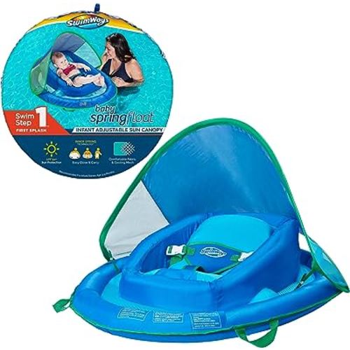 Swimways Infant Spring Float, Baby Pool Float with Canopy & UPF Protection