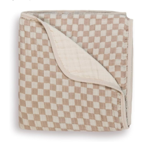 Itzy Ritzy Baby Blanket – Soft Cotton Muslin Multi-Use Blanket - Can Be Used as a Tummy Time Mat, Nursing Cover, Stroller Shade & More – Measures 30" x 40", Machine Washable (Checkerboard)