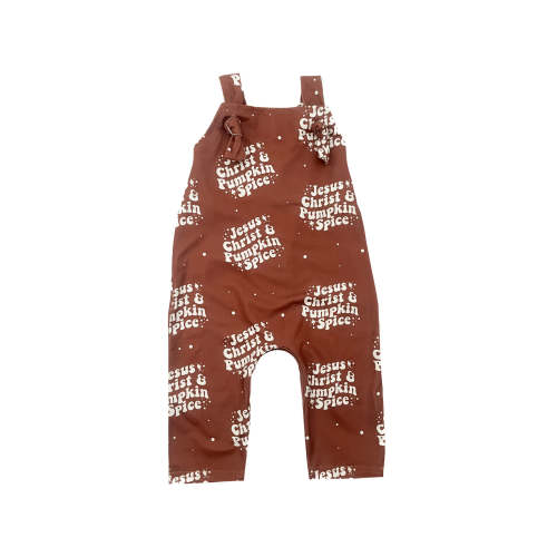 Jesus Christ & Pumpkin Spice Knotted Overalls – AmorClothingCo.