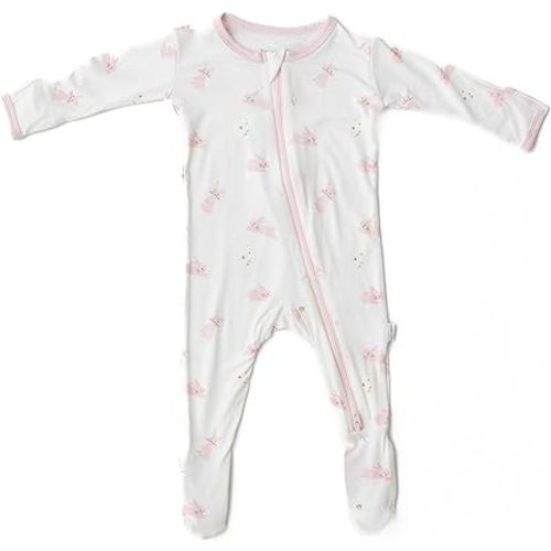 Soft Baby Bamboo Viscose Footie Pajamas, Zipper Closure, 0-24 Months