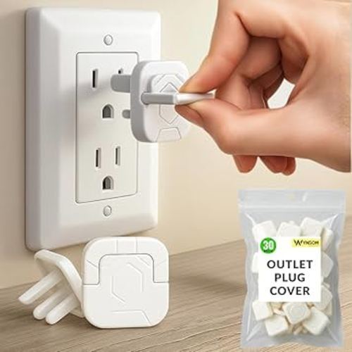30 Pack Outlet Covers Baby Proofing with Pull Handle- Plug Covers Baby Proofing- White Baby Proof Outlet Covers 3 Prong Child Proof Outlet Cover- Shock Prevent Plug Protectors Baby Proof Plug Covers
