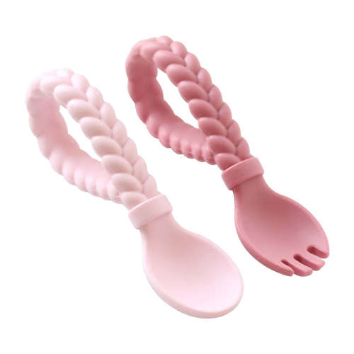 Itzy Ritzy Sweetie Looped Spoon & Fork Set - Pink