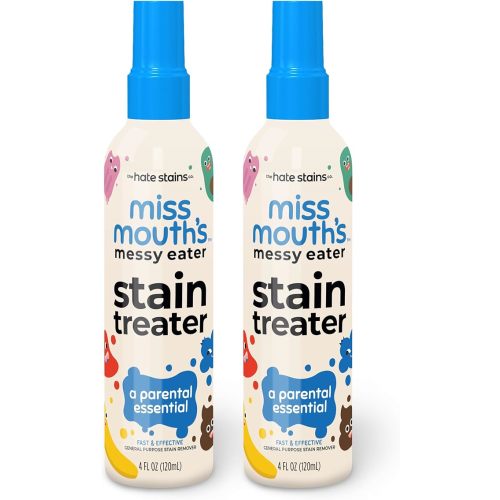 Miss Mouth's Messy Eater Stain Treater Spray - 4oz 2 Pack Stain Remover - Newborn & Baby Essentials - No Dry Cleaning Food, Grease, Coffee Off Laundry, Underwear, Fabric